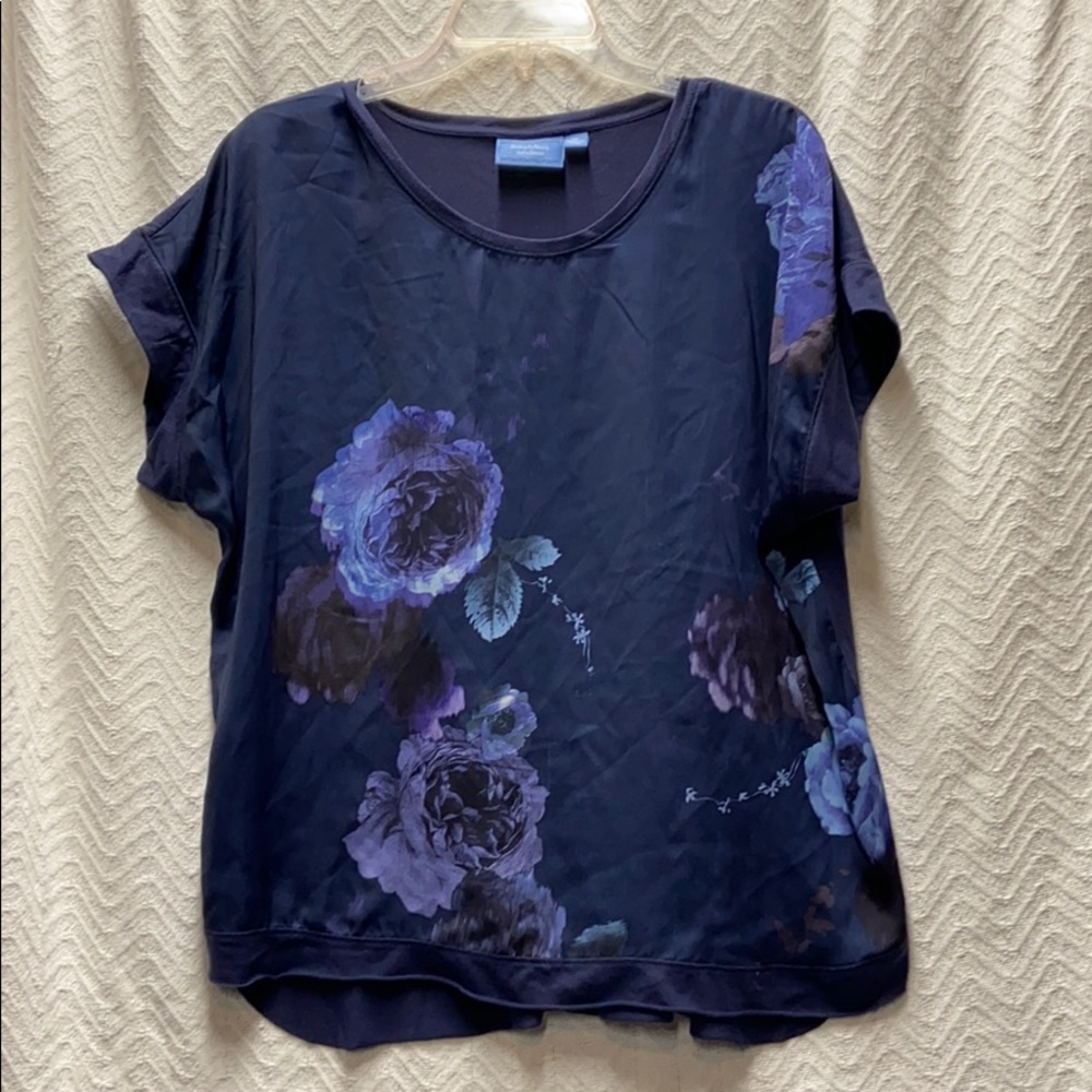 Simply Vera Vera Wang blue floral print top in XL